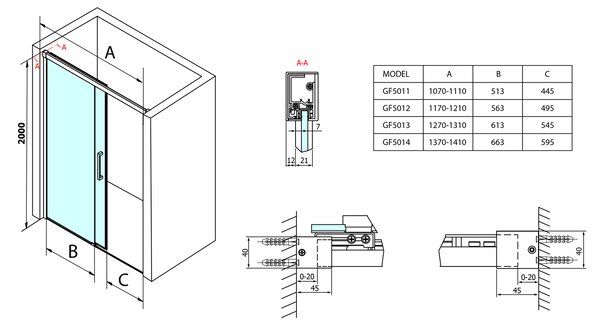 Gelco Gelco, FONDURA sprchové dvere 1100mm, číre sklo, GF5011