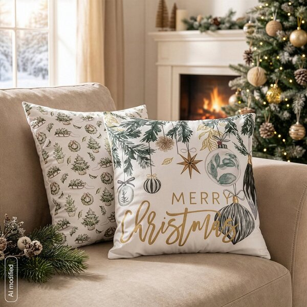 VIANOČNÁ DEKORAČNÁ OBLIEČKA NA VANKÚŠ SILENT NIGHT2 45X45 CM VZOROVANÁ