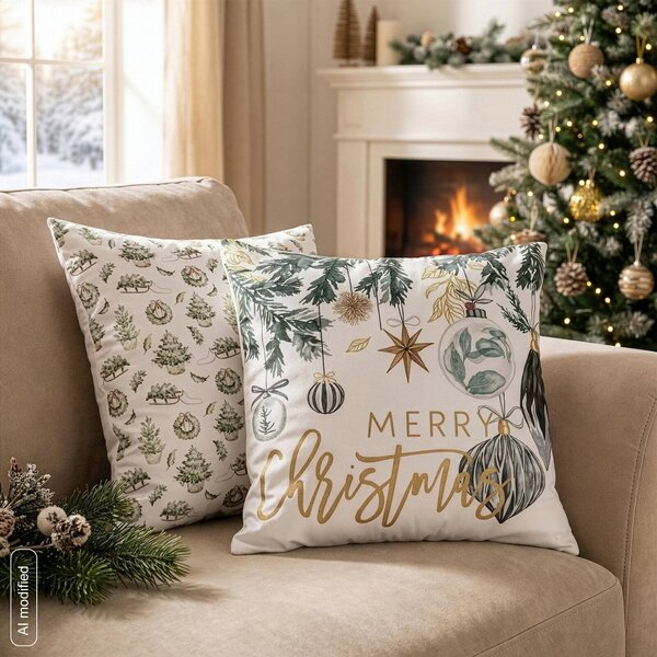 VIANOČNÁ DEKORAČNÁ OBLIEČKA NA VANKÚŠ SILENT NIGHT1 45X45 CM VZOROVANÁ