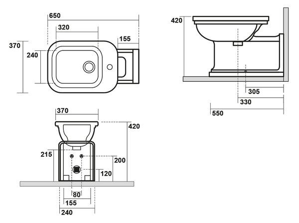 Kerasan Kerasan, WALDORF bidet 37x42x65cm, 4120K1
