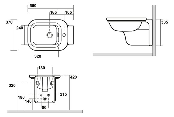 Kerasan Kerasan, WALDORF bidet závesný 37x33,5x55cm, 4125K1