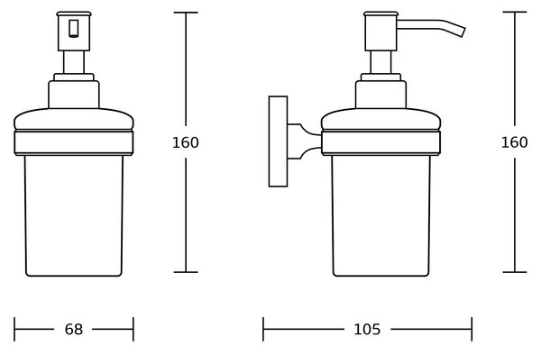 Aqualine Aqualine, SAMBA dávkovač mydla 150ml, mliečne sklo, čierna, SB219