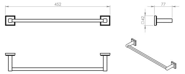 Gedy Gedy, COLORADO držiak uterákov 450x80mm, chróm, 692145