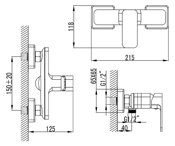 Aqualine Aqualine, FACTOR nástenná sprchová batéria, chróm, FC411