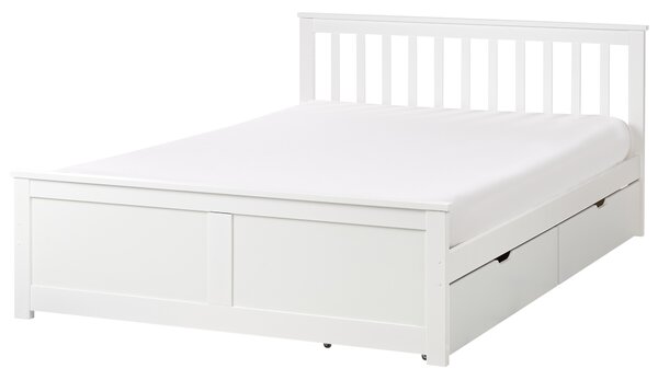 Posteľ biela borovicové drevo MDF 140 x 200 cm s čelom úložný priestor 2 zásuvky minimalistický škandinávsky štýl spálňa detská izba