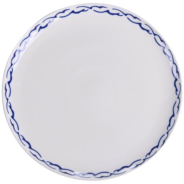 24-dielna súprava porcelánového jedálenského riadu biela s modrým okrajom glazúrovaná ručne vyrobená sada riadu jedáleň kuchyňa