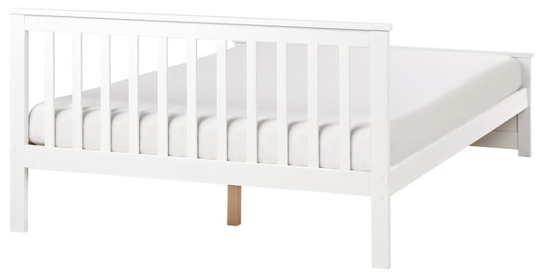 Posteľ biela borovicové drevo MDF 140 x 200 cm s čelom minimalistický škandinávsky štýl spálňa detská izba