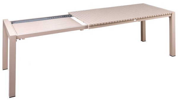 Rozkladací záhradný stôl piesková béžová hliníkový 160/220 x 90 cm povrch s práškovým lakovaním moderný vonkajší nábytok