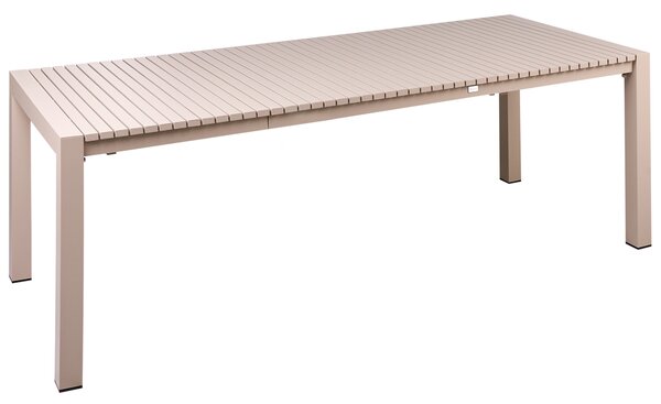 Rozkladací záhradný stôl piesková béžová hliníkový 160/220 x 90 cm povrch s práškovým lakovaním moderný vonkajší nábytok