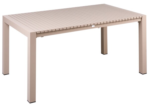 Rozkladací záhradný stôl piesková béžová hliníkový 160/220 x 90 cm povrch s práškovým lakovaním moderný vonkajší nábytok