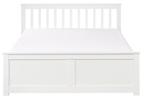 Posteľ biela borovicové drevo MDF 140 x 200 cm s čelom minimalistický škandinávsky štýl spálňa detská izba