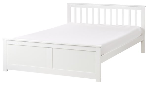 Posteľ biela borovicové drevo MDF 140 x 200 cm s čelom minimalistický škandinávsky štýl spálňa detská izba