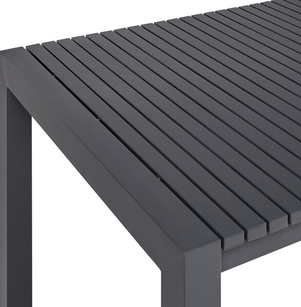 Rozkladací záhradný stôl tmavosivý hliníkový 160/220 x 90 cm povrch s práškovým lakovaním moderný vonkajší nábytok