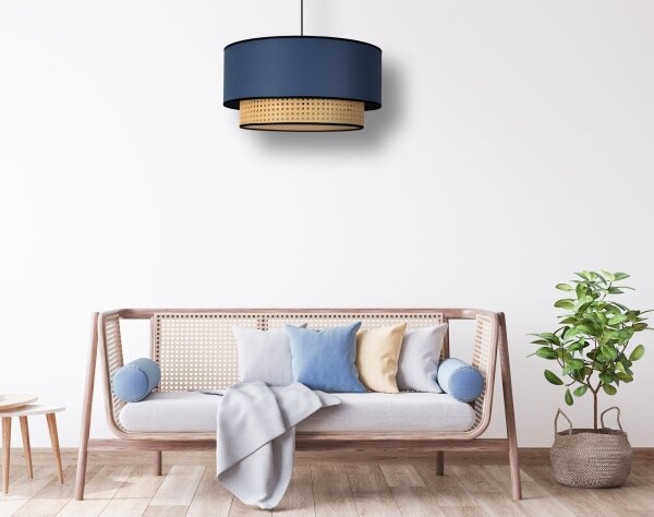 Duolla - Luster na lanku BOHO 1xE27/15W/230V pr. 45 cm modrá/ratan