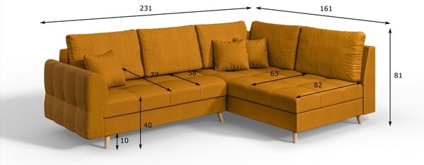 Rohová pohovka (pravý roh) v horčicovohnedej farbe Ariella - Ropez
