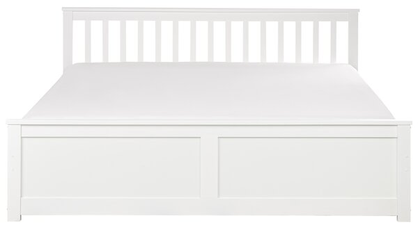Posteľ biela borovicové drevo MDF 180 x 200 cm s čelom minimalistický škandinávsky štýl spálňa