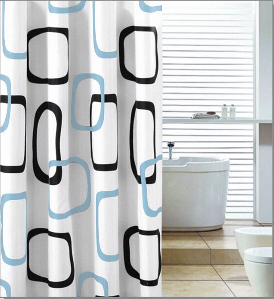Aqualine Aqualine, Sprchový záves 180x200cm, polyester, biela/čierna/béžová, ZP004