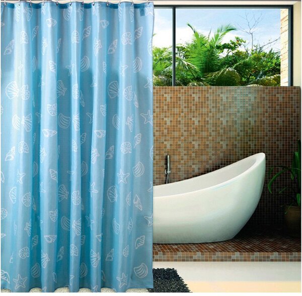 Aqualine Aqualine, Sprchový záves 180x200cm, polyester, modrá, mušľa, ZP006
