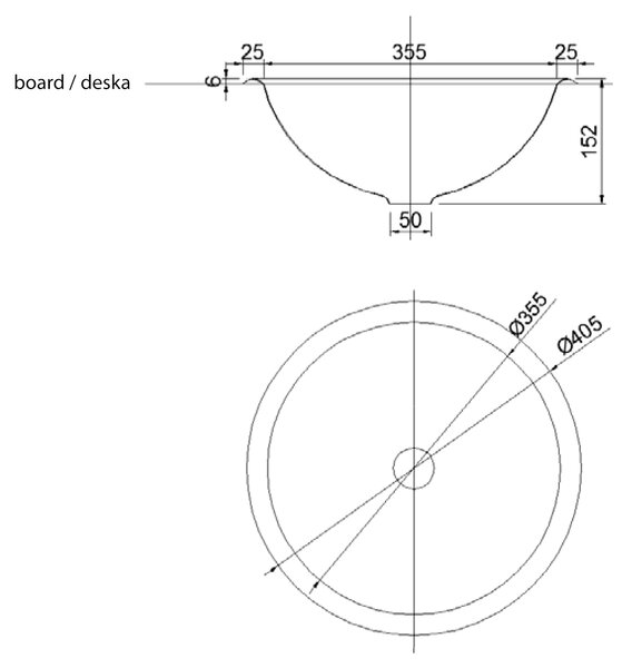 Sapho Sapho, nerezová umývadlová misa, priemer 41 cm, bez prepadu, oceľ Aisi304, 13030.B