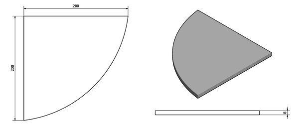 Sapho Sapho, X-ROUND sklenená rohová polica, štvrťkruhová 200x200mm, chróm/číre sklo, XR009-11