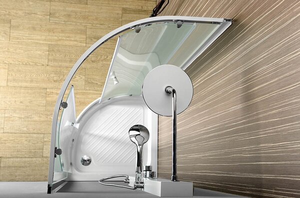 Aqualine Aqualine, ARLEN štvrťkruhová sprchová zástena 900x900mm, sklo BRICK, BTR900