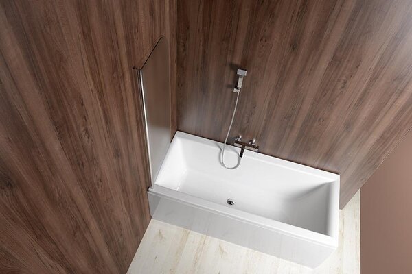 Aqualine Aqualine, VILMA vaňová zástena 600x1400 mm, chrom, ľavá, brick sklo, AQ6018L
