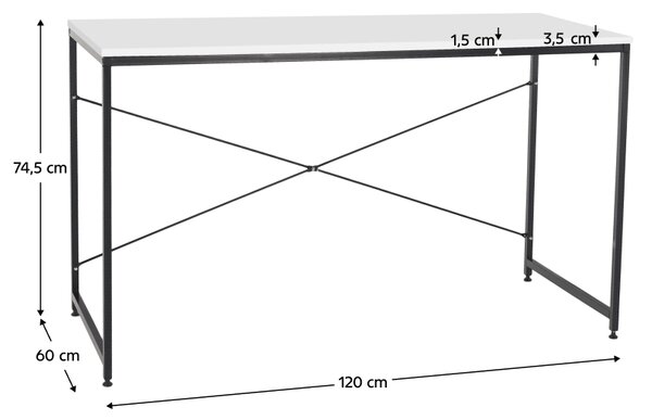 KONDELA Písací stôl, biela/čierna, 120x60 cm, MELLORA