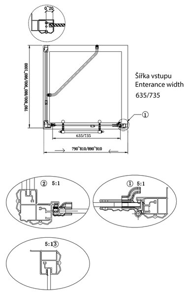 Gelco Gelco, ANTIQUE bočná stena 800mm, číre sklo, bronz, svetlý odtieň, GQ5680CL