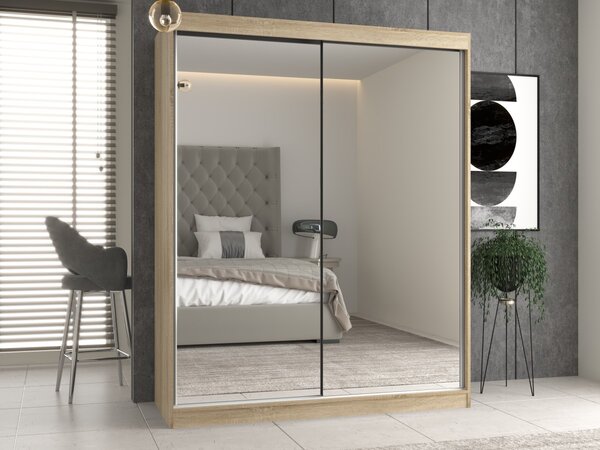 TP Living Šatníková skriňa s 2 zrkadlami IGA 160 cm dub sonoma