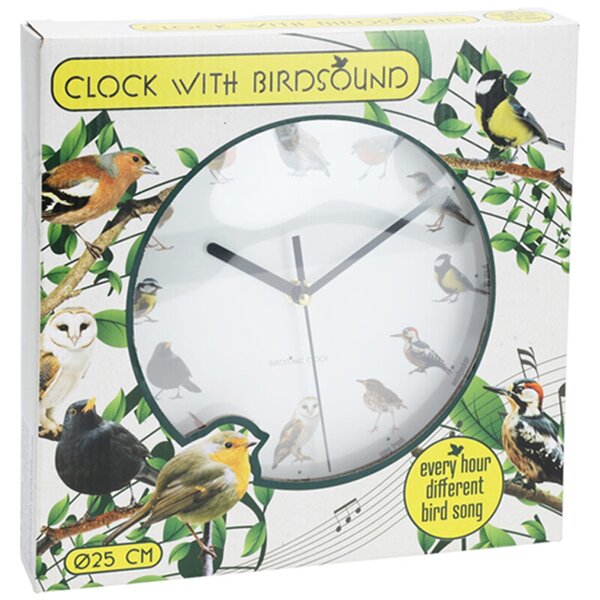 Nástenné hodiny Birds, biela/zelená