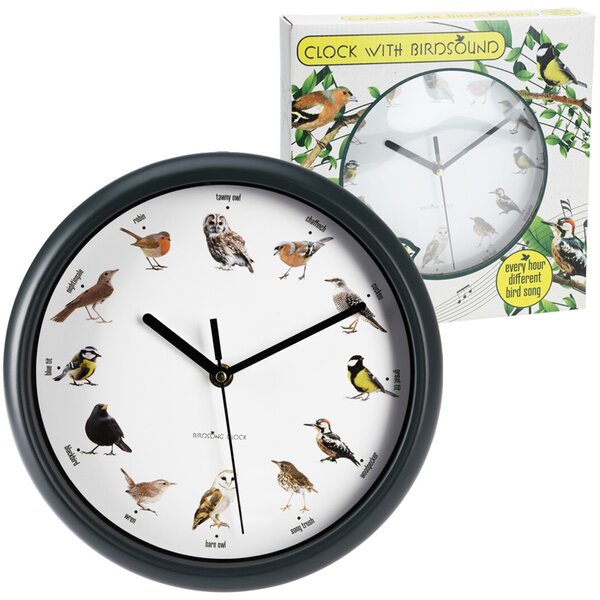 Nástenné hodiny Birds, biela/zelená