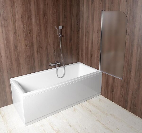 Aqualine Aqualine, VILMA vaňová zástena 600x1400 mm, chrom, pravá, brick sklo, AQ6018P