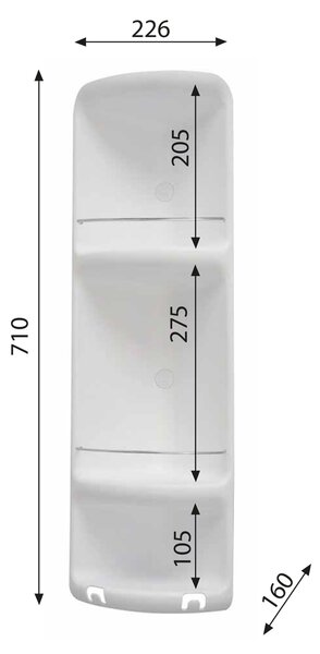 Gedy Gedy, CAESAR rohová polička s 3 poschodiami, 226x710x160 mm, ABS plast, biela, 7081
