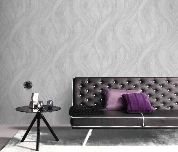 DIMEX | Vliesová tapeta na stenu WPE-902272 | 0,53 x 10,05 m | krémová, šedá, metalická