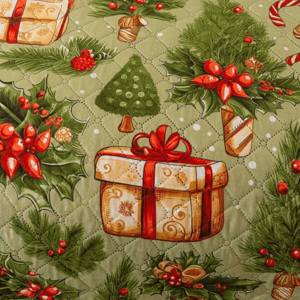 Prehoz na posteľ CHRISTMAS PRESENTS zelený Rozmer: 220 x 240 cm