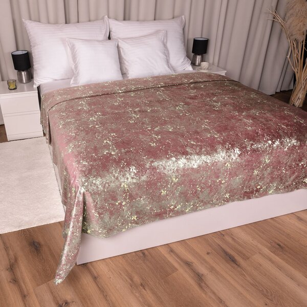 Biante Zamatový prehoz na posteľ Isabela IBL-013 Gold Design staroružový 140x200 cm
