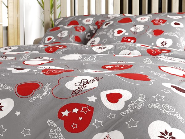 Mikroplyšové obliečky CHRISTMAS HEART sivé Rozmer obliečky: 70 x 90 cm | 140 x 220 cm