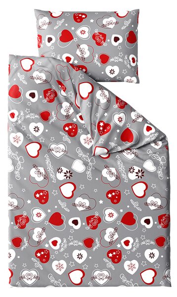 Mikroplyšové obliečky CHRISTMAS HEART sivé Rozmer obliečky: 70 x 90 cm | 140 x 220 cm