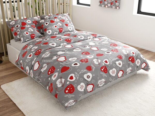 Mikroplyšové obliečky CHRISTMAS HEART sivé Rozmer obliečky: 70 x 90 cm | 140 x 220 cm