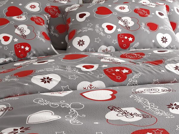 Mikroplyšové obliečky CHRISTMAS HEART sivé Rozmer obliečky: 70 x 90 cm | 140 x 220 cm