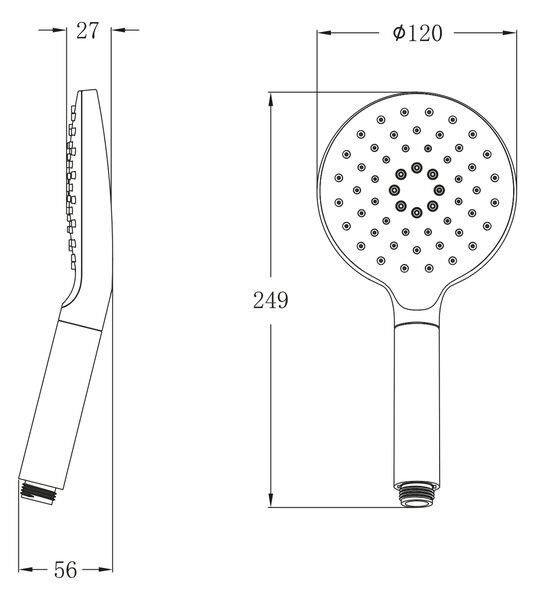 Sapho Sapho, Ručná sprchová hlavica otočná, 3 režimy sprchovania, priemer 120 mm, ABS/chróm, 1204-32