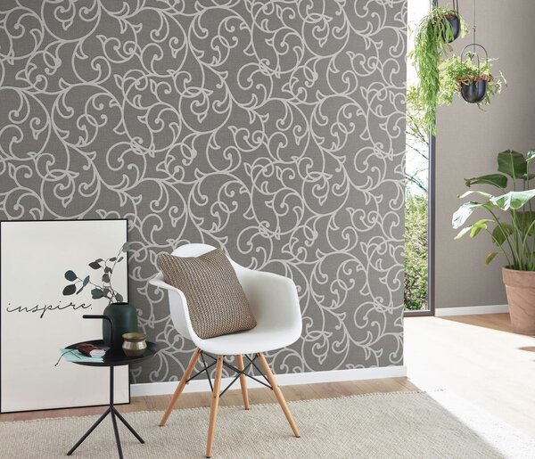 DIMEX | Vliesová tapeta na stenu WPE-902299 | 0,53 x 10,05 m | šedá, metalická