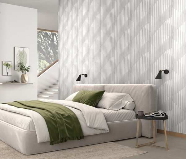 DIMEX | Vliesová tapeta na stenu WPE-902314 | 0,53 x 10,05 m | biela, krémová, béžová, šedá, metalická