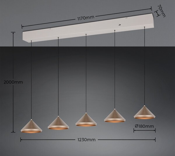 Trio 336210565 LED závesné stropné svietidlo LAGUNA | 5W integrovaný LED zdroj | 500lm | 2300+3000+4000K