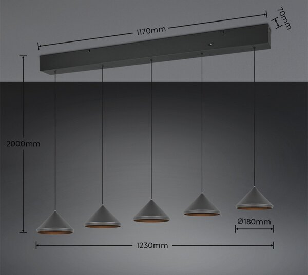Trio 336210532 LED závesné stropné svietidlo LAGUNA | 5W integrovaný LED zdroj | 500lm | 2300+3000+4000K