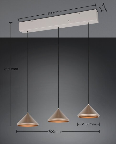 Trio 336210365 LED závesné stropné svietidlo LAGUNA | 5W integrovaný LED zdroj | 500lm | 2300+3000+4000K