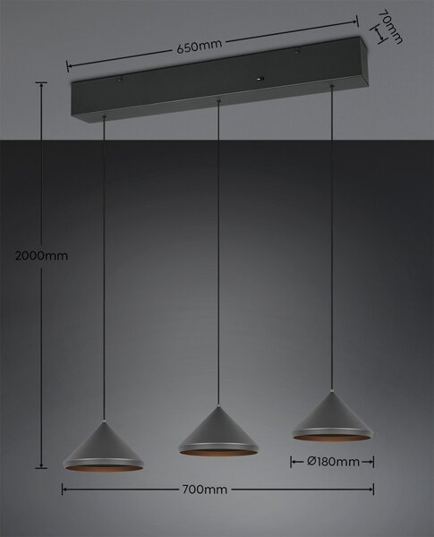 Trio 336210332 LED závesné stropné svietidlo LAGUNA | 5W integrovaný LED zdroj | 500lm | 2300+3000+4000K