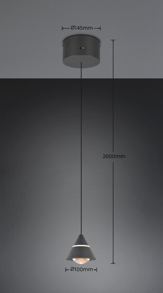 Trio 337010132 LED závesné stropné svietidlo ROMEO | 7W integrovaný LED zdroj | 700lm | 2300+3000+4000K | sťahovacie