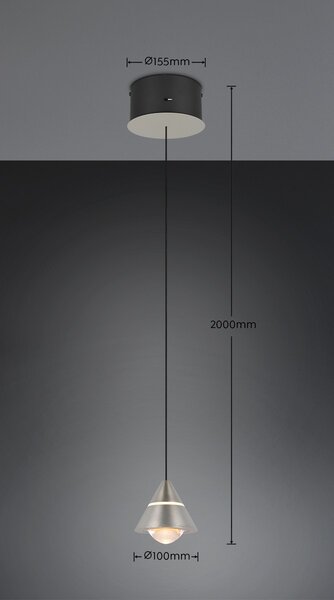 Trio 337010107 LED závesné stropné svietidlo ROMEO | 7W integrovaný LED zdroj | 700lm | 2300+3000+4000K | sťahovacie