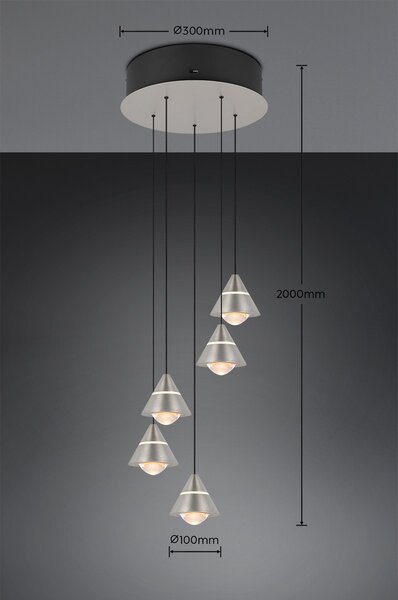 Trio 337030507 LED závesné stropné svietidlo ROMEO | 7W integrovaný LED zdroj | 700lm | 2300+3000+4000K | sťahovacie